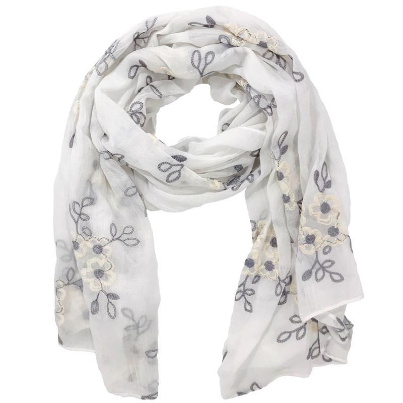 White Embroidered Scarf,792